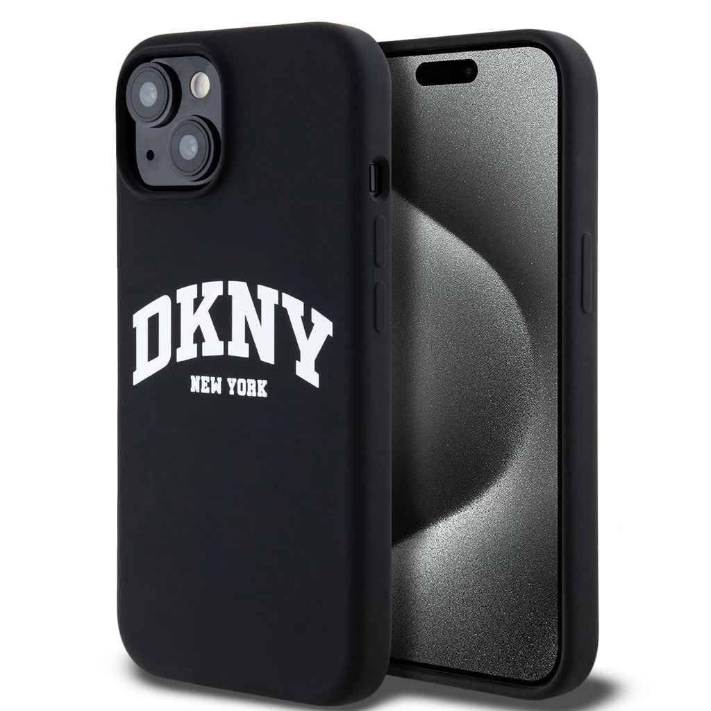 DKNY Liquid Silicone Arch Logo MagSafe tok iPhone 13 készülékhez fekete