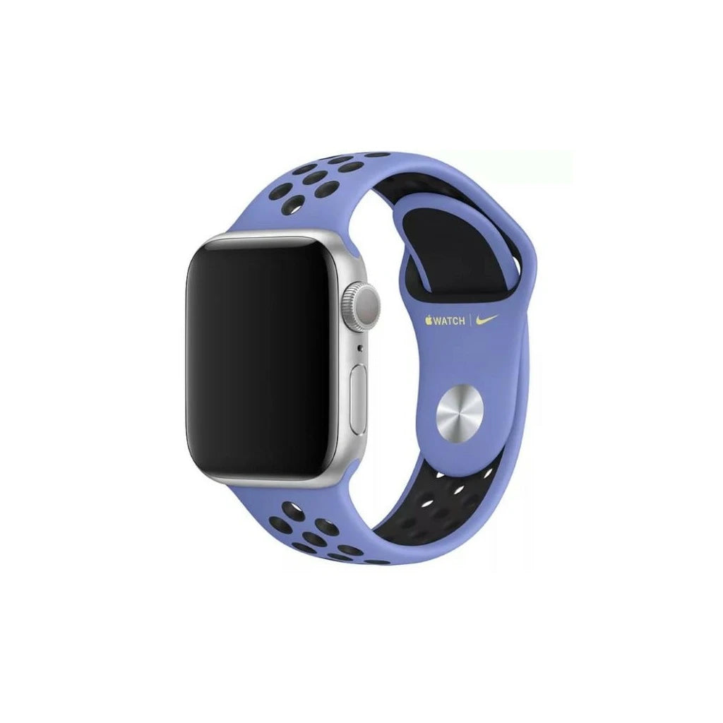 Apple Watch MWU62FE/A 38/40/41 mm készülékhez szíj Nike Sport Band Royal Pulse-Black lila-fekete - Apple Watch Szilikon Szíjak a Domshop kínálatából