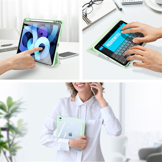 Apple iPad Pro 13 (2024), mappa tok, Smart Case, légpárnás sarok, közepesen ütésálló, érintőceruza tartó, átlátszó hátlap, Dux Ducis Toby, kék - iPad Pro 13" (2024) tok a Domshop kínálatából
