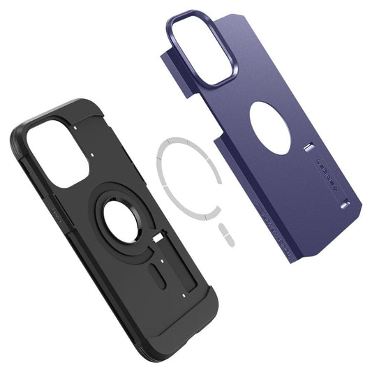 Apple iPhone 14 Pro Max, Szilikon tok + műanyag hátlap, Magsafe töltővel kompatibilis, kitámasztóval, Spigen Tough Armor Mag, lila - iPhone 14 Pro Max tok a Domshop kínálatából
