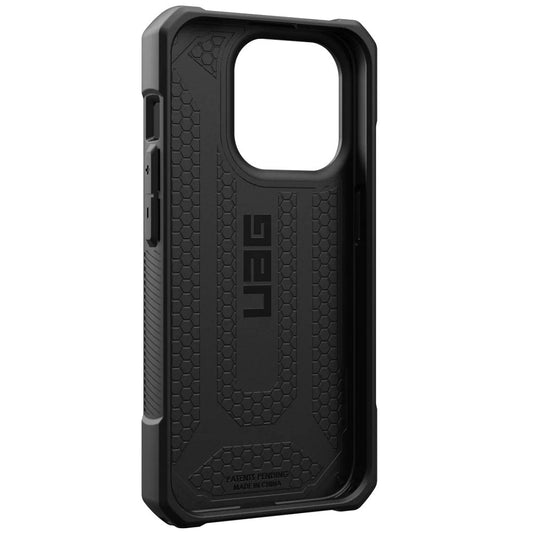 Apple iPhone 15 Pro, Műanyag hátlap védőtok, szilikon belső, közepesen ütésálló, textil minta, kevlár borítás, UAG Monarch Kevlar, mintás/fekete - iPhone 15 Pro tok a Domshop kínálatából