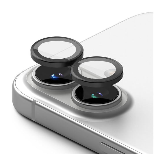 Apple iPhone 16 / 16 Plus, Kamera lencsevédő fólia, ütésálló fólia, Tempered Glass (edzett üveg), alumínium keret, Ringke Camera Frame Protector, fekete - a Domshop kínálatából