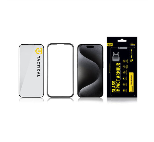 Apple iPhone 16 Pro / 17 / 17 Pro, Kijelzővédő fólia, ütésálló fólia (az íves részre is!), Tempered Glass (edzett üveg), Tactical Glass Impact Armour, fekete - iPhone 17 Air fólia a Domshop kínálatából