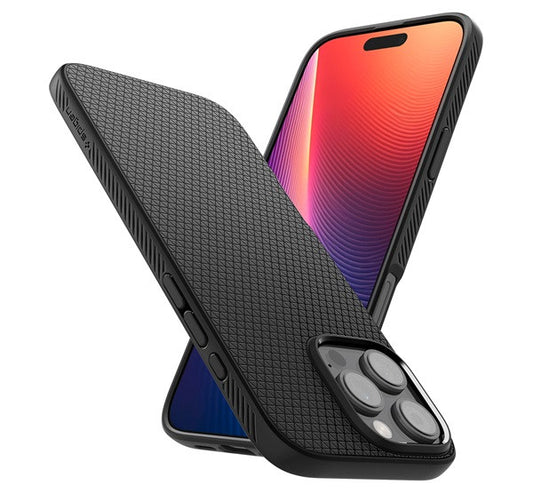 Apple iPhone 16 Pro Max, Szilikon tok, Spigen Liquid Air, háromszög minta, fekete - iPhone 16 Pro Max tok a Domshop kínálatából