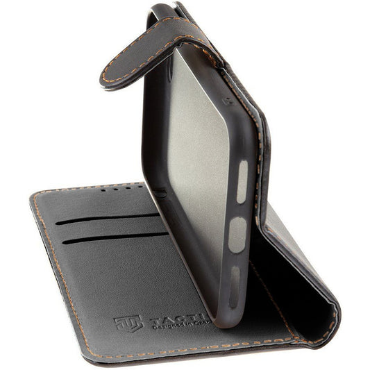 Apple iPhone 16e, Oldalra nyíló tok, stand, kártyatartóval, csatos, Tactical Field Notes, fekete - iPhone 16e tok a Domshop kínálatából