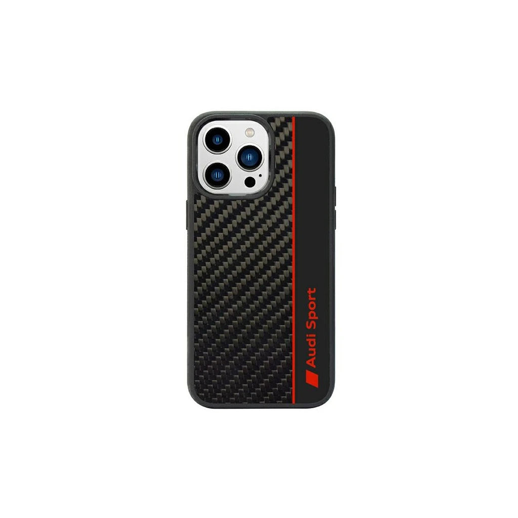 Audi Carbon Fiber Stripe iPhone 14 Pro 6.1" készülékhez kemény tok fekete AUS-TPUPCIP14P-R8/D1-BK - iPhone 14 Pro tok a Domshop kínálatából