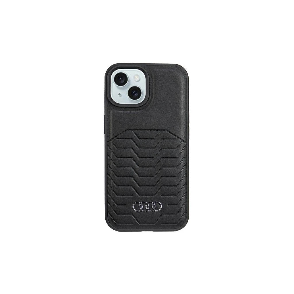 Audi Synthetic Leather MagSafe iPhone 15 Plus / 14 Plus készülékhez 6.7” kemény tok fekete AU-TPUPCMIP15M-GT - iPhone 14 Plus/15Plus tok a Domshop kínálatából