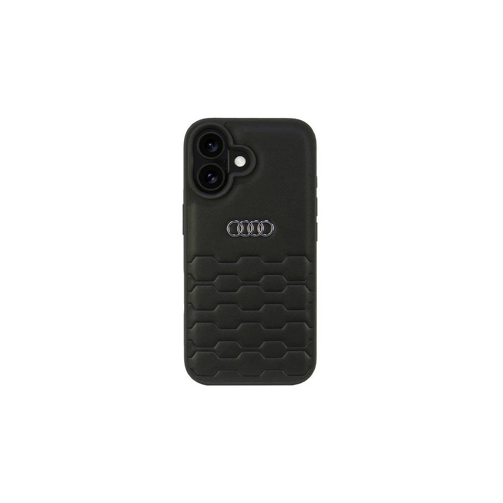 Audi Synthetic Leather iPhone 16 6.1" készülékhez kemény tok AU-TPUPCIP16-GT/D2-BK fekete - iPhone 16 tok a Domshop kínálatából