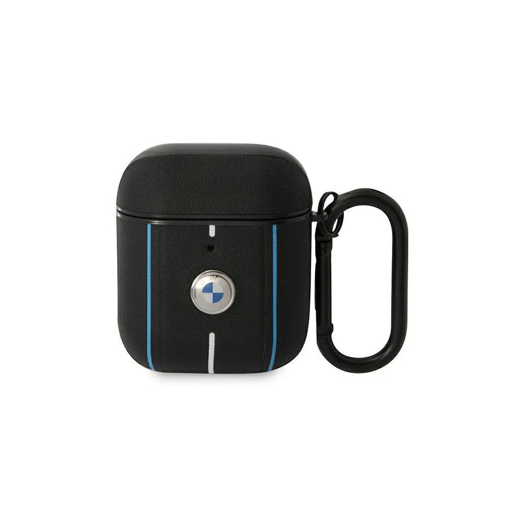 BMW BMA222RVSK AirPods 1/2 készülékhez tok Leather Color Lines fekete - AirPods 1/2 tok a Domshop kínálatából