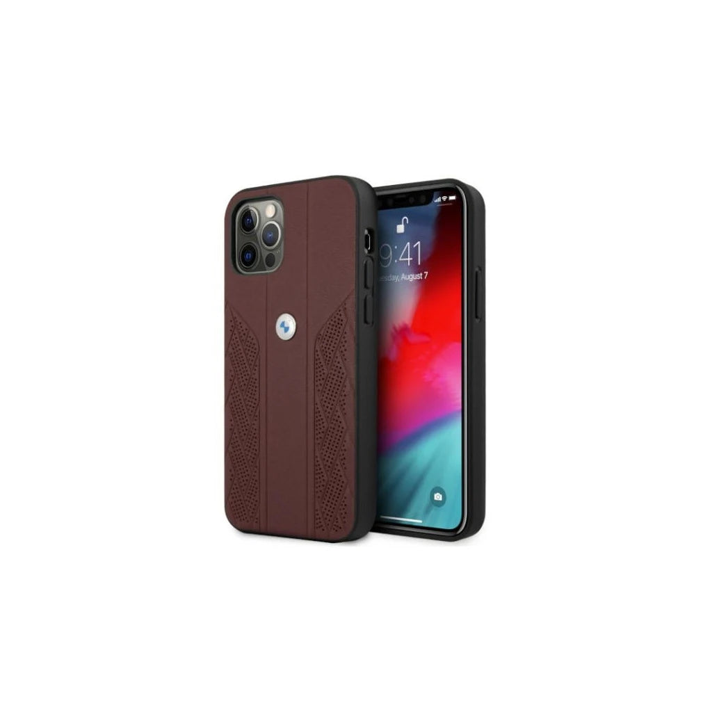 BMW BMHCP12LRSPPR iPhone 12 Pro Max 6,7" készülékhez kemény tok Leather Curve Perforate piros - iPhone 12 Pro Max tok a Domshop kínálatából