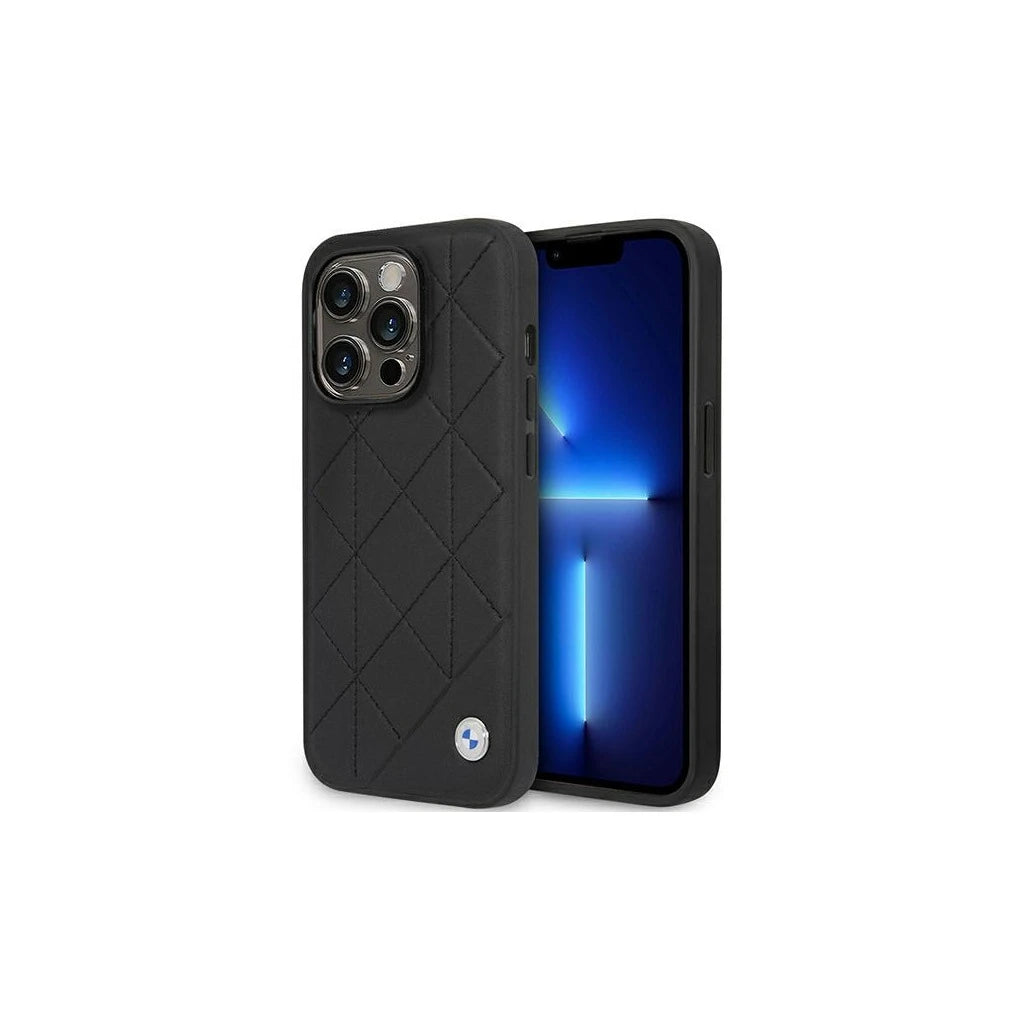 BMW BMHCP14L22RQDK iPhone 14 Pro 6.1 készülékhez tok Leather Quilted fekete - iPhone 14 Pro tok a Domshop kínálatából