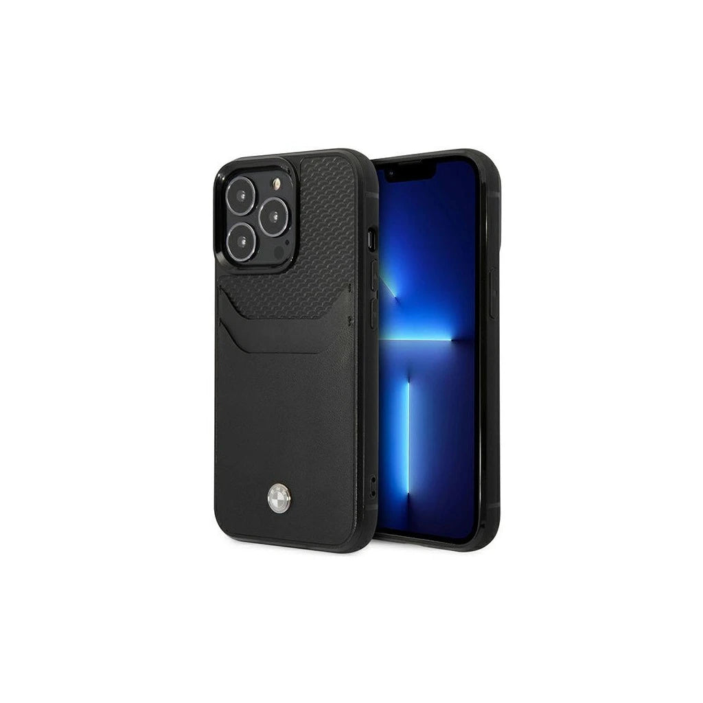 BMW BMHCP14X22RSEPK tok iPhone 14 Pro Max 6.7" készülékhez bőr kártyatartó fekete - iPhone 14 Pro Max tok a Domshop kínálatából