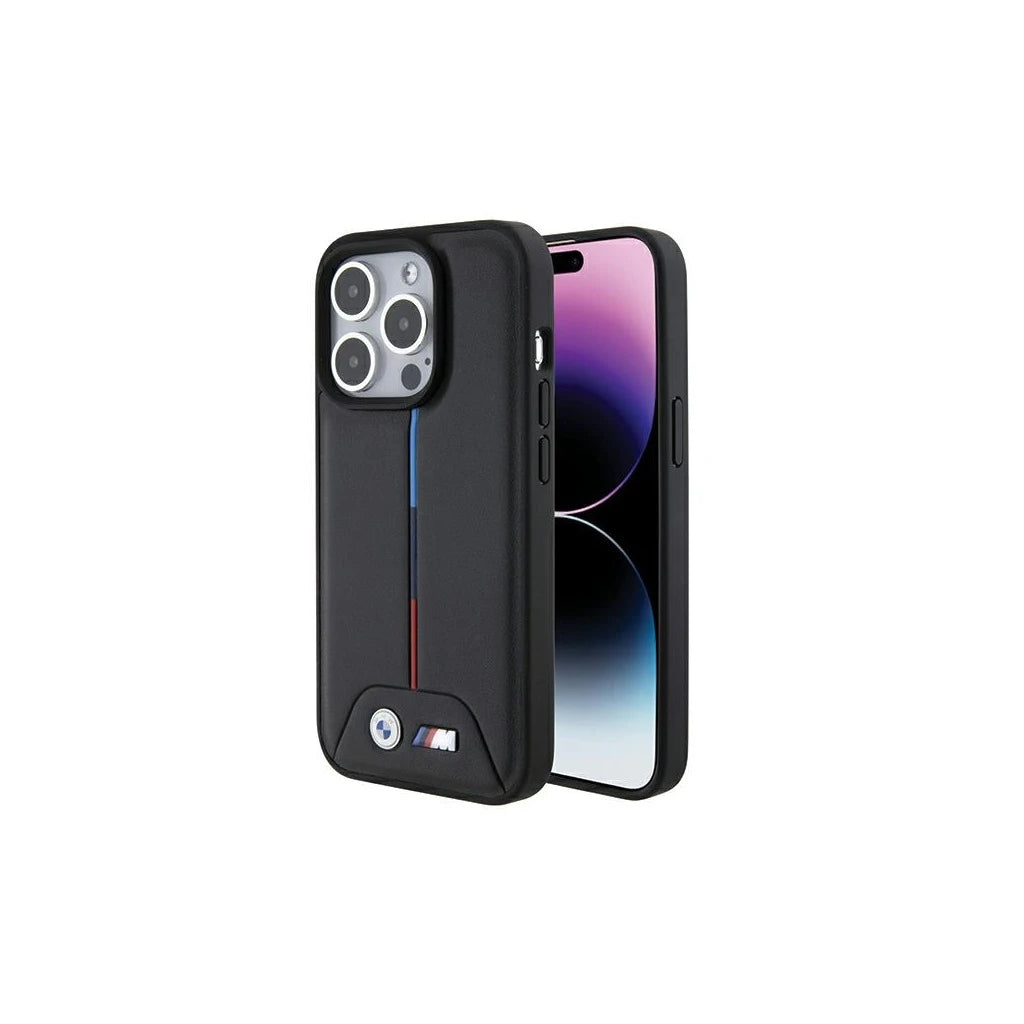 BMW BMHCP15L22PVTK iPhone 15 Pro 6.1” készülékhez kemény tok Quilted Tricolor fekete - iPhone 15 Pro Max tok a Domshop kínálatából