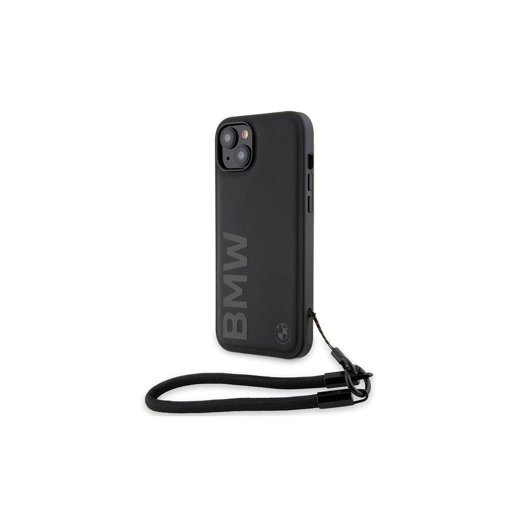 BMW BMHCP15M23RMRLK iPhone 15 Plus / 14 Plus 6.7" készülékhez keménytok Signature Leather Wordmark fekete - iPhone 14 Plus/15Plus tok a Domshop kínálatából
