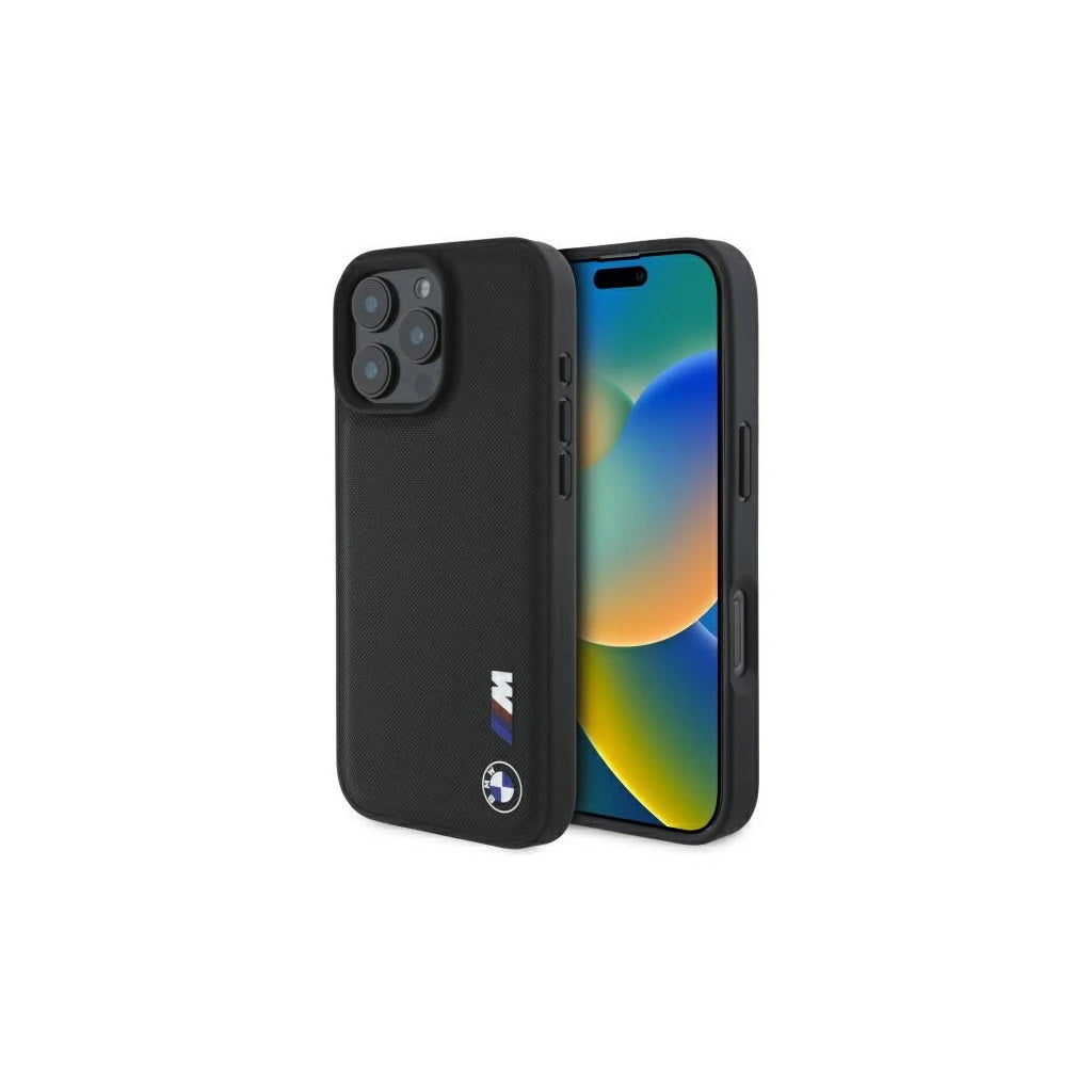 BMW BMHCP16X23PUSRK iPhone 16 Pro Max készülékhez 6.9" kemény tok Smooth Rubber Logo fekete - iPhone 16 Pro Max tok a Domshop kínálatából