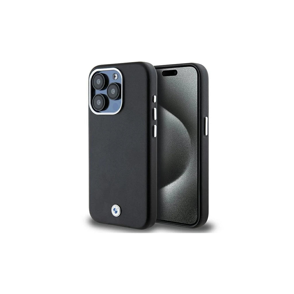 BMW BMHMP15L23PUFWK iPhone 15 Pro 6.1 készülékhez tok Signature Wrapped Metal MagSafe fekete - iPhone 15 Pro tok a Domshop kínálatából