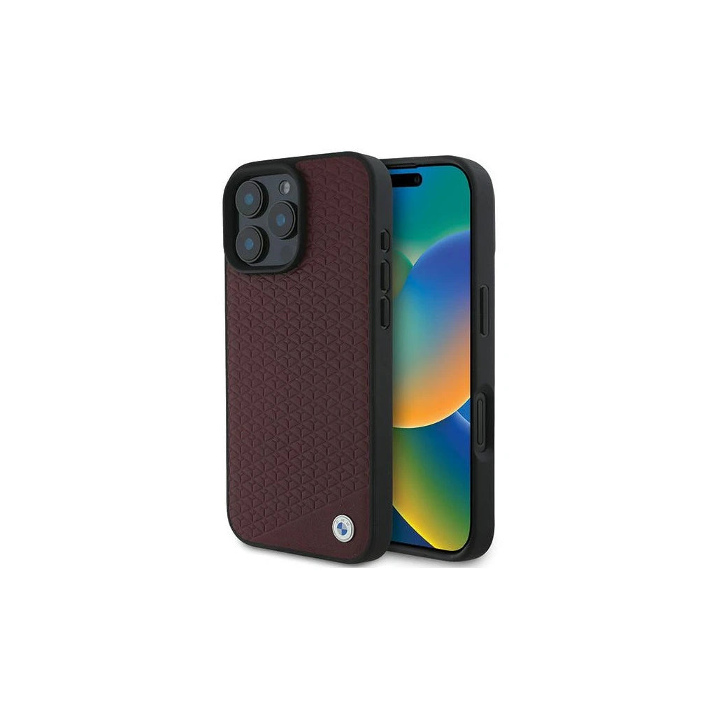 BMW BMHMP16X23RDDR iPhone 16 Pro Max 6.9" készülékhez tok Sign Leather Diamond Metal Logo MagSafe piros - iPhone 16 Pro Max tok a Domshop kínálatából