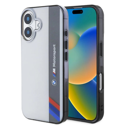 BMW IML Motorsport Vertical Stripe tok iPhone 16 készülékhez szürke - iPhone 16 tok a Domshop kínálatából