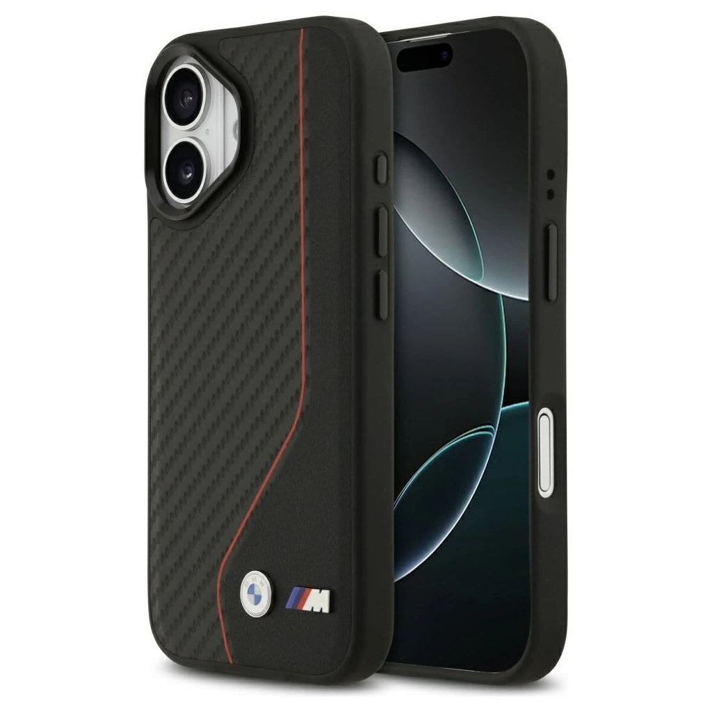 BMW M Carbon Line & Logo MagSafe tok iPhone 17 készülékhez piros - iPhone 17 tok a Domshop kínálatából