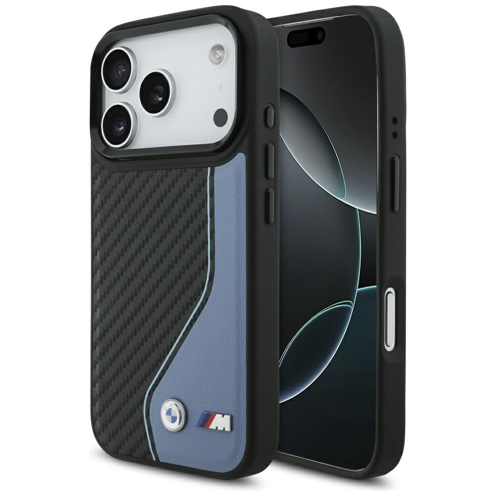 BMW M Carbon Logo Apple iPhone 17 Pro Max MagSafe hátlap tok, kék - iPhone 17 Pro Max tok a Domshop kínálatából