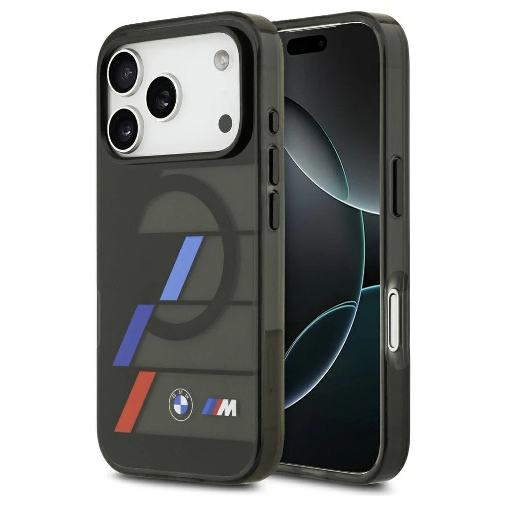 BMW M IML Metal Buttons Tricolor Lines MagSafe tok iPhone 17 Pro Max készülékhez fekete - iPhone 17 Pro Max tok a Domshop kínálatából