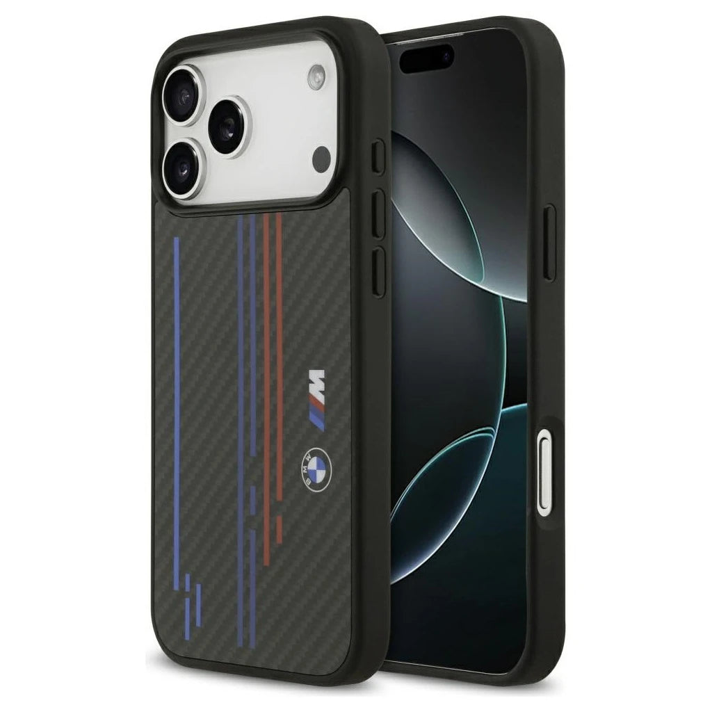BMW M Kevlar Lines & Logo MagSafe tok iPhone 17 Pro Max készülékhez fekete - iPhone 17 Pro Max tok a Domshop kínálatából