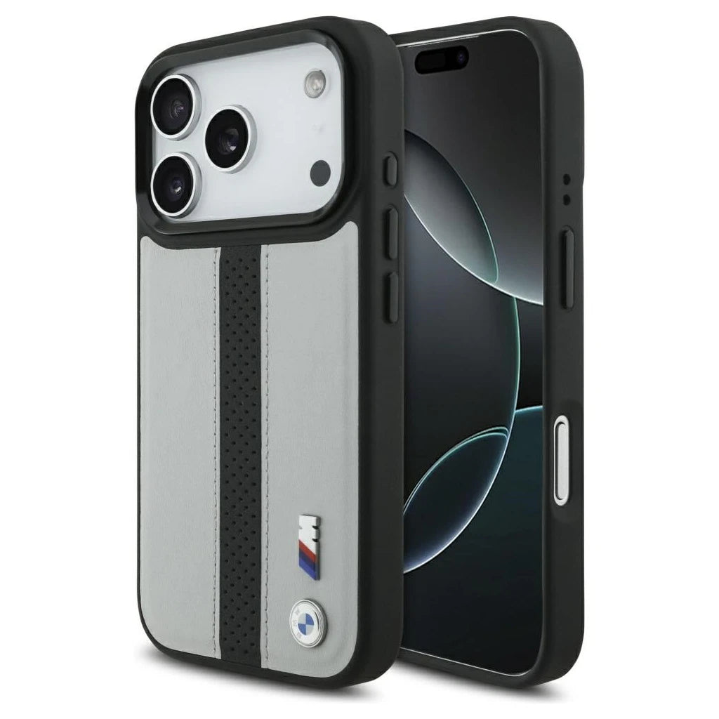 BMW M Perforated Stripe Logo MagSafe tok iPhone 17 Pro készülékhez szürke - iPhone 17 Pro tok a Domshop kínálatából