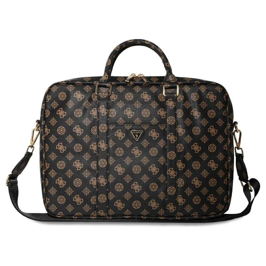Bag Guess 4G Peony táska – 16" – elülső zseb, cipzár, háromszög logó, fekete - 15-16" laptop táskák a Domshop kínálatából