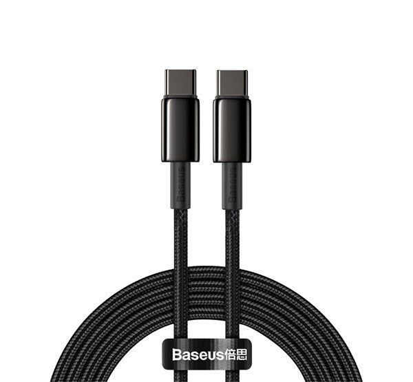 Baseus Tungsten Gold USB-C / USB-C gyorstöltő töltő- és adatkábel, 2m, fekete - USB-C kábel a Domshop kínálatából
