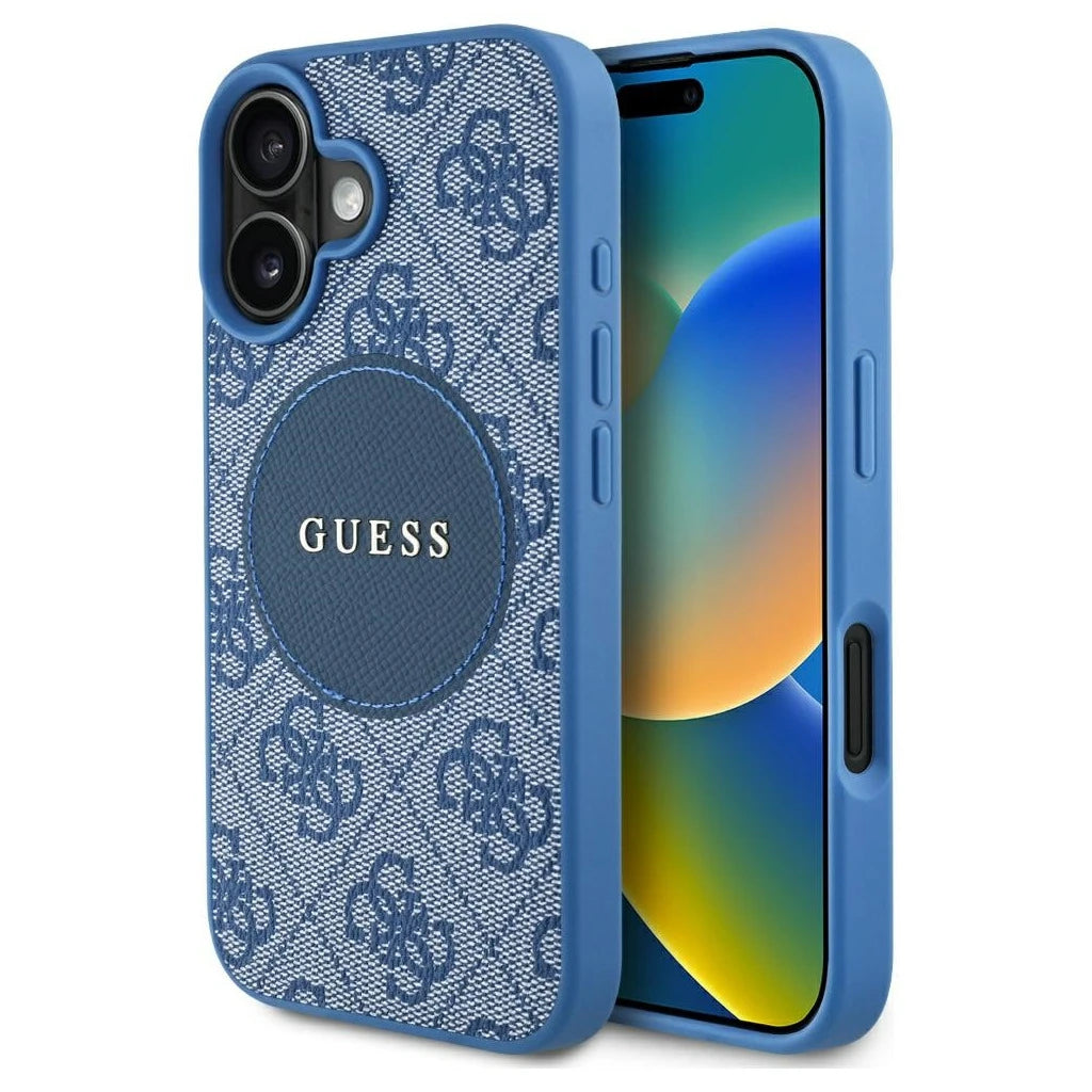 Case Guess 4G Circle Classic Logo MagSafe tok iPhone 16 készülékhez kék - iPhone 16 tok a Domshop kínálatából