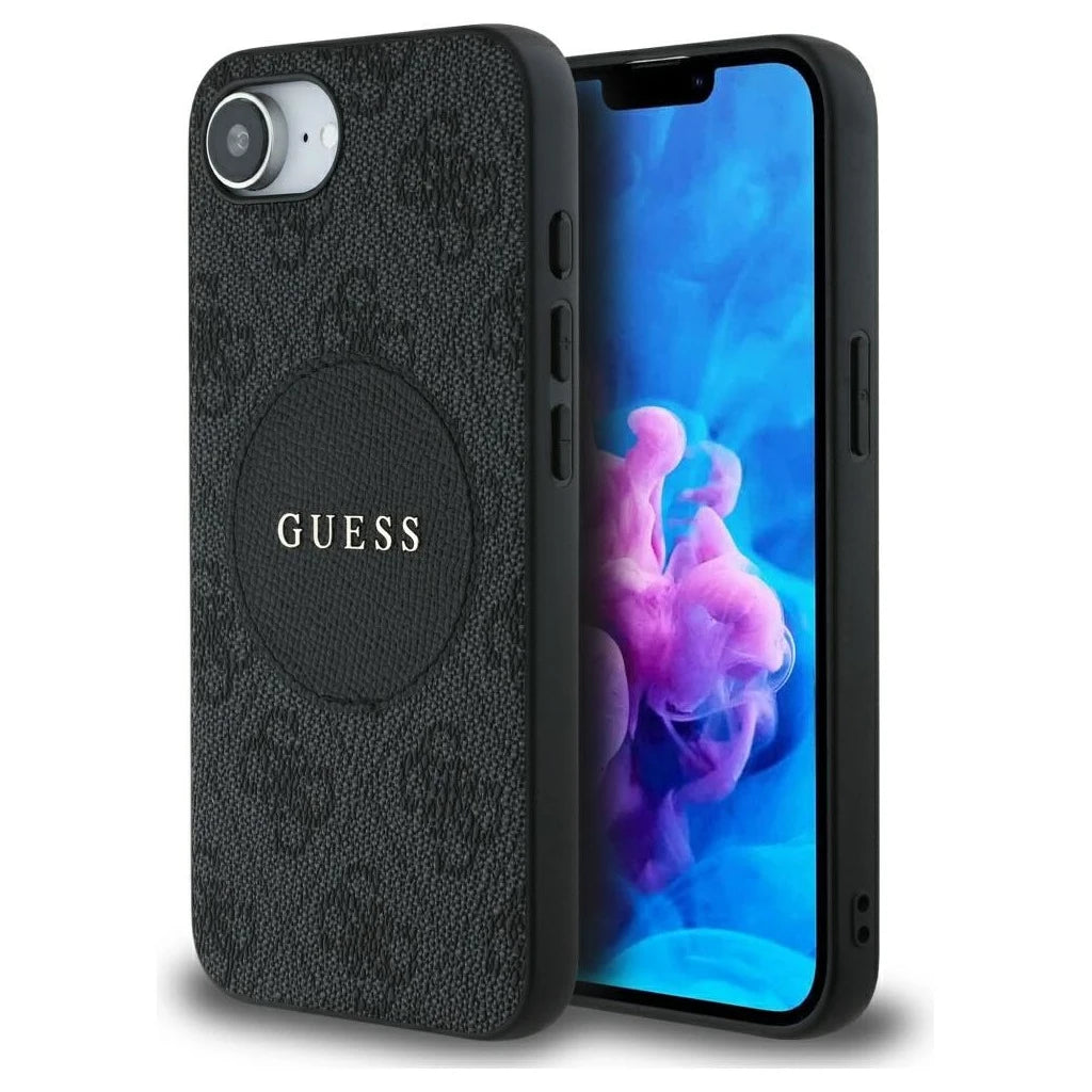 Case Guess 4G Circle Classic Logo MagSafe tok iPhone 16e készülékhez fekete - iPhone 16e tok a Domshop kínálatából