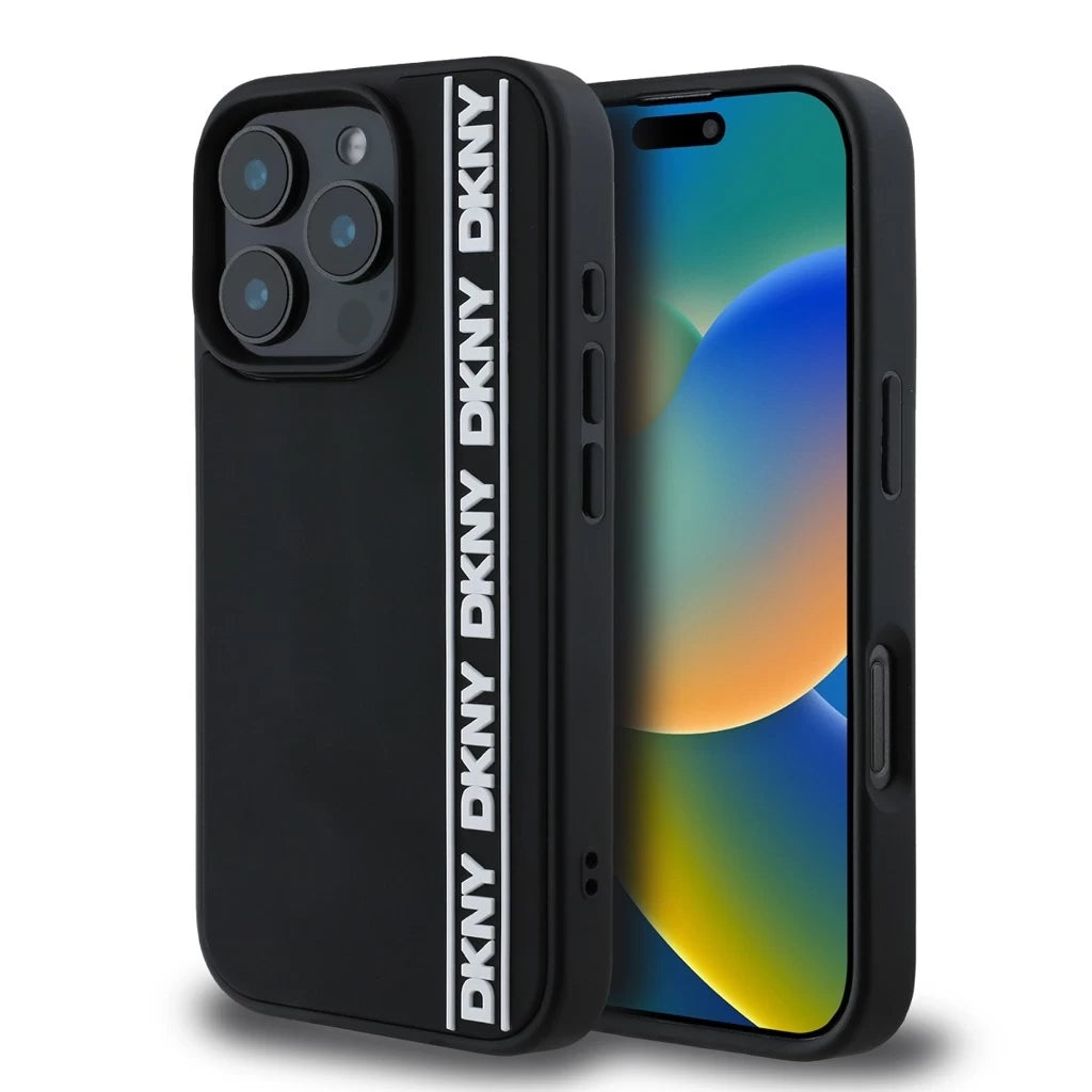 DKNY 3D Rubber Repeat Logo Line tok iPhone 16 Pro Max készülékhez fekete - iPhone 16 Pro Max tok a Domshop kínálatából