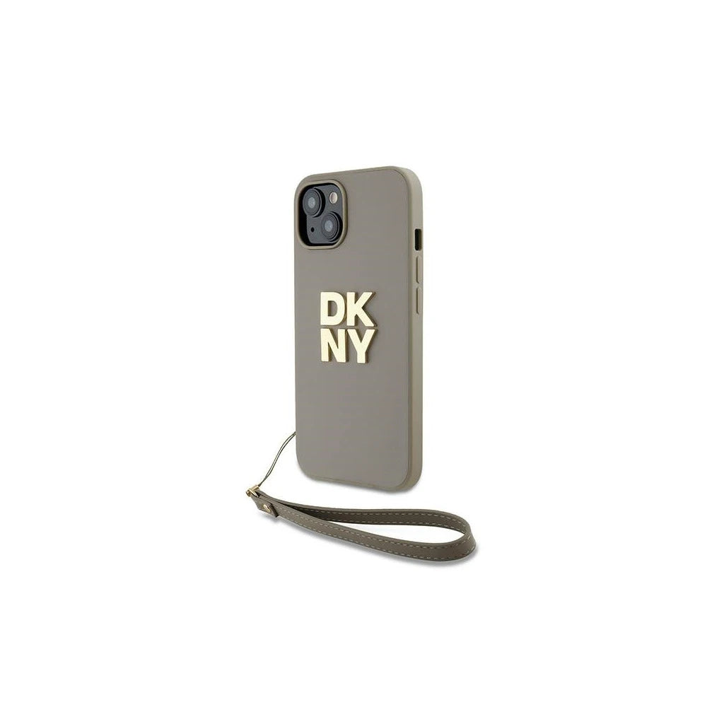 DKNY DKHCP15MPBSWSE iPhone 15 Plus 6.7" készülékhez kemény tok csuklópánttal és Stock Logoval bézs - iPhone 14 Plus/15Plus tok a Domshop kínálatából