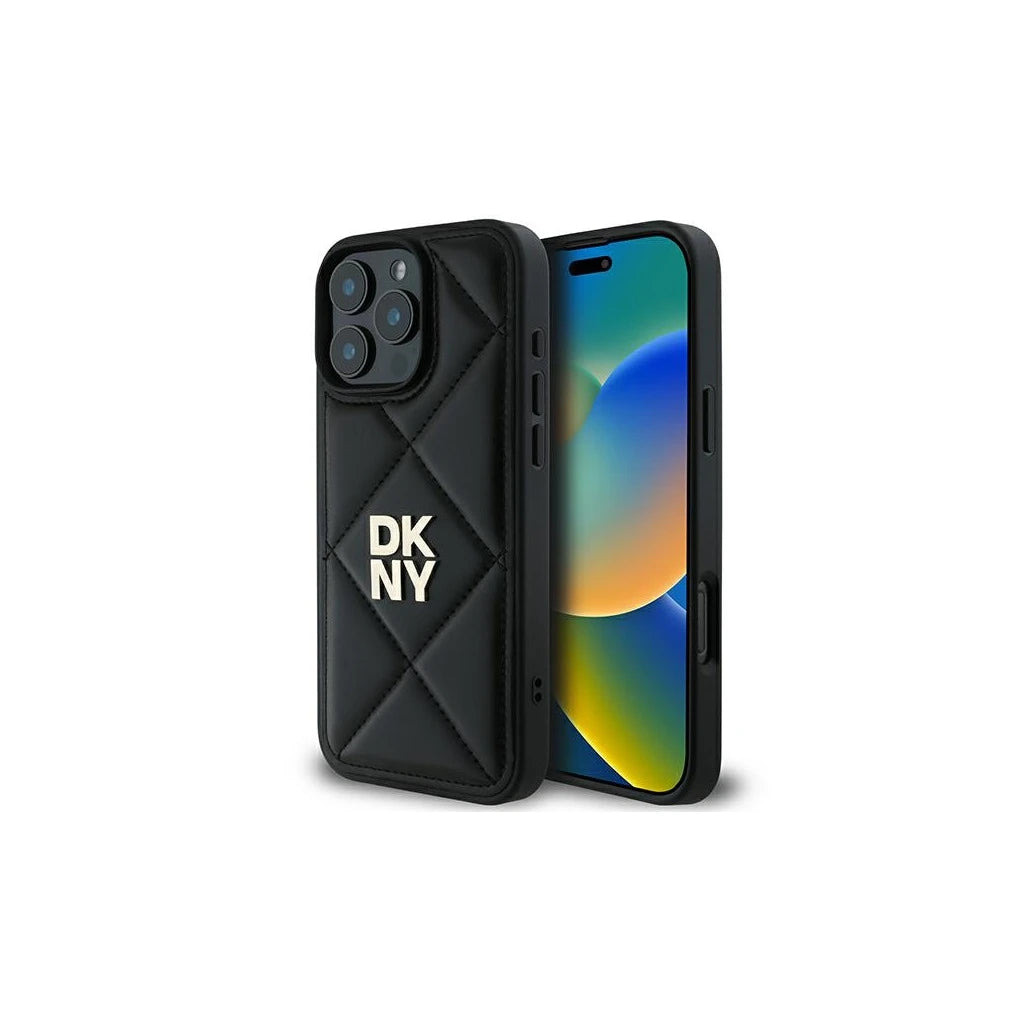 DKNY DKHCP16LPQDSLK iPhone 16 Pro 6.3" készülékhez Quilted Stack Logo tok fekete - iPhone 16 Pro tok a Domshop kínálatából