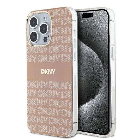 DKNY PC/TPU Repeat Pattern Tonal Stripe Magsafe Tok iPhone 15 Pro Max készülékhez rózsaszín - iPhone 15 Pro Max tok a Domshop kínálatából