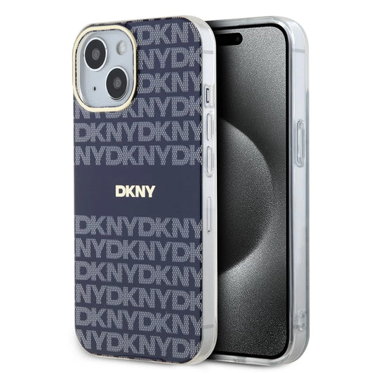 DKNY PC/TPU Repeat Pattern Tonal Stripe Magsafe tok iPhone 15 készülékhez kék - iPhone 15 tok a Domshop kínálatából