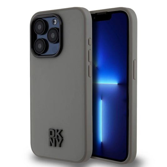 DKNY PU Leather Stack Logo Magsafe tok iPhone 15 Pro Max készülékhez szürke - iPhone 15 Pro Max tok a Domshop kínálatából