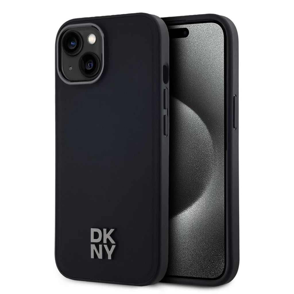 DKNY PU Leather Stack Logo Magsafe tok iPhone 15 készülékhez fekete - iPhone 15 tok a Domshop kínálatából
