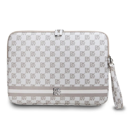 DKNY PU bőr Checkered Pattern and Stripe Laptop Tok 15/16" bézs - 15-16" laptop táskák a Domshop kínálatából