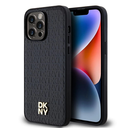 DKNY PU bőr Repeat Pattern Stack Logo MagSafe tok iPhone 13 Pro Max készülékhez fekete - iPhone 13 Pro Max tok a Domshop kínálatából