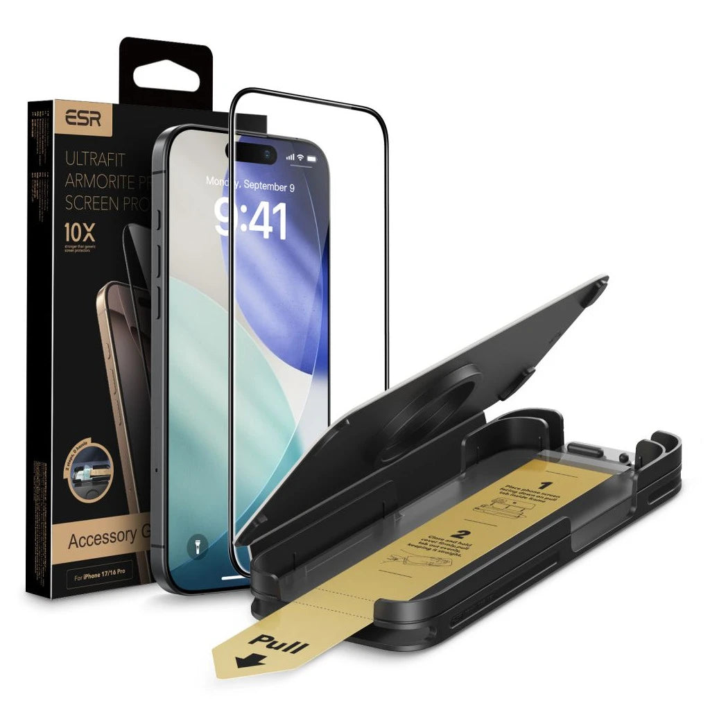 ESR Ultrafit Armorite Pro edzett üveg iPhone 17 Pro Max készülékhez fekete - iPhone 17 Pro Max fólia a Domshop kínálatából