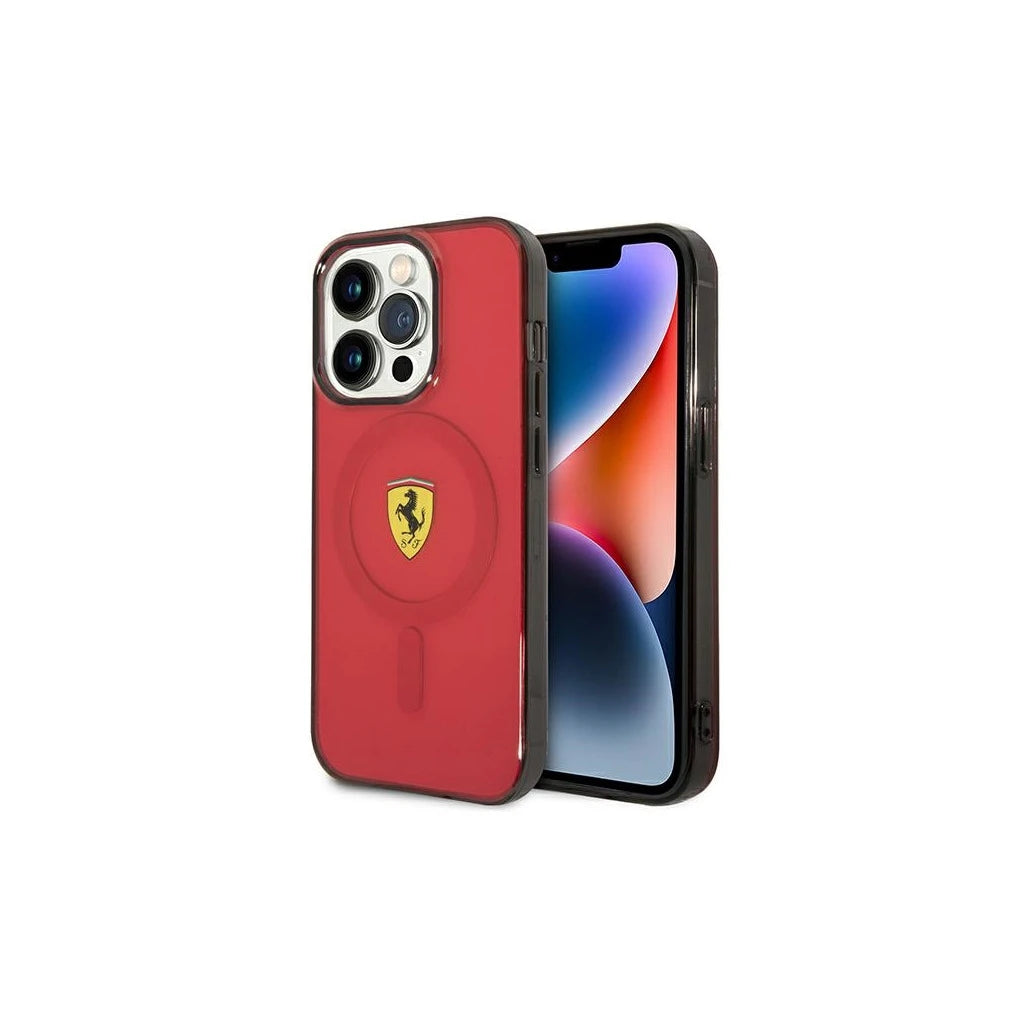Ferrari FEHMP14LURKR iPhone 14 Pro 6,1 készülékhez átlátszó Magsafe kemény tok piros - iPhone 14 Pro tok a Domshop kínálatából