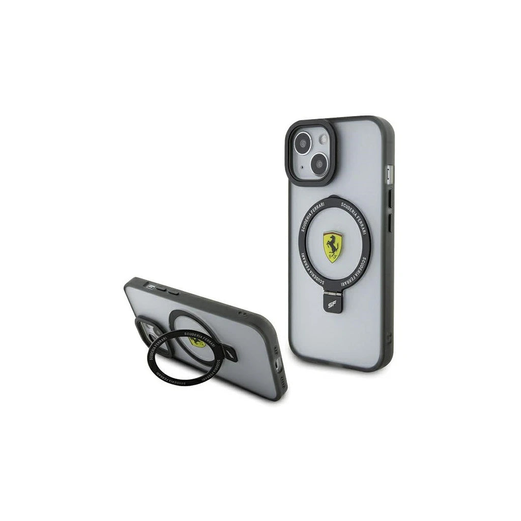 Ferrari FEHMP15SUSCAH iPhone 15 / 14 / 13 6.1" készülékhez merev tok Ring Stand 2023 Collection MagSaf átlátszó - iPhone 13/14/15 tok a Domshop kínálatából