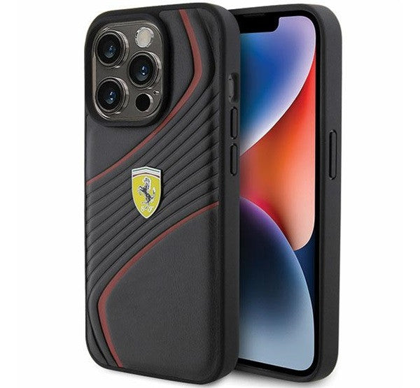 Ferrari Twist Metal Logo iPhone 15 Pro kemény hátlap tok, fekete FEHCP15LPTWK - iPhone 15 Pro tok a Domshop kínálatából