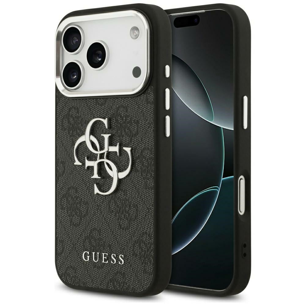 Guess 4G Big 4G Classic Logo Apple iPhone 17 Pro Max hátlap tok, fekete-ezüst - iPhone 17 Pro Max tok a Domshop kínálatából