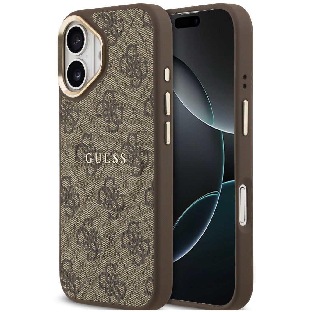 Guess 4G Charm Apple iPhone 17 MagSafe hátlap tok, barna - iPhone 17 tok a Domshop kínálatából