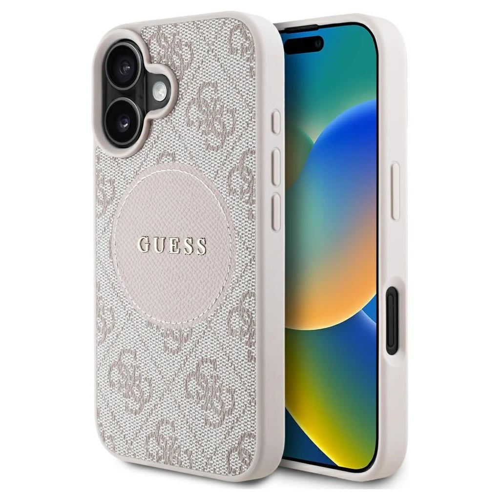 Guess 4G Circle Classic Logo MagSafe tok iPhone 16 készülékhez rózsaszín - iPhone 16 tok a Domshop kínálatából
