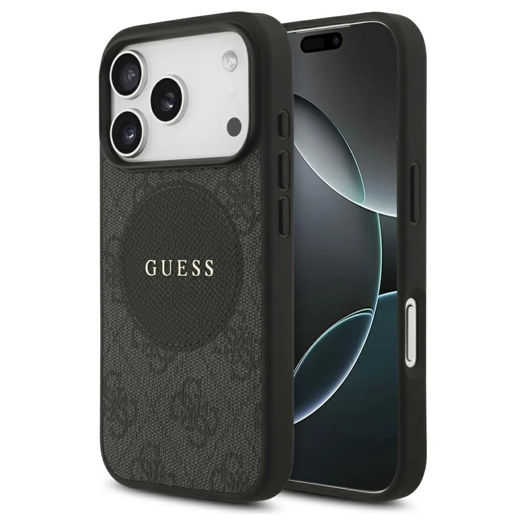 Guess 4G Circle Classic Logo MagSafe tok iPhone 17 Pro készülékhez fekete - iPhone 17 Pro tok a Domshop kínálatából