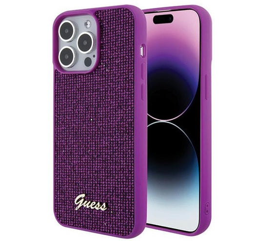 Guess Disco Metal Script Apple iPhone 15 Pro Max hátlap tok, fuksia - iPhone 15 Pro Max tok a Domshop kínálatából