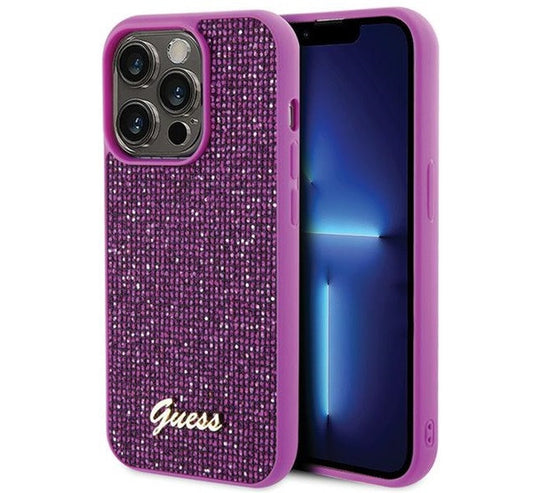 Guess Disco Metal Script Apple iPhone 15 Pro hátlap tok, fuksia - iPhone 15 Pro tok a Domshop kínálatából